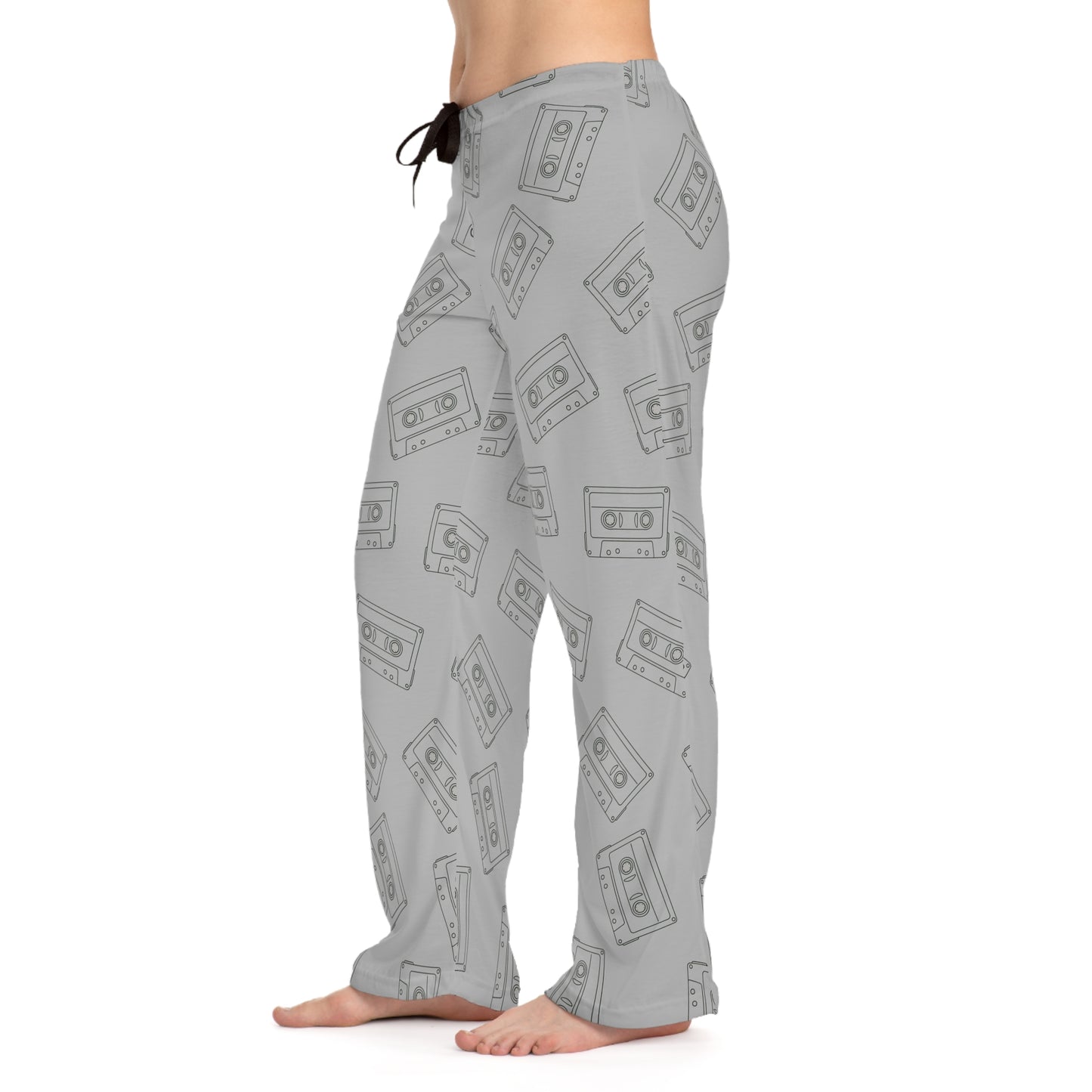 Grey Retro Cassette Women's Pajama Pants, Comfortable Sleepwear, Gift for Music Lovers, Vintage Style loungewear, Relaxation Essentials