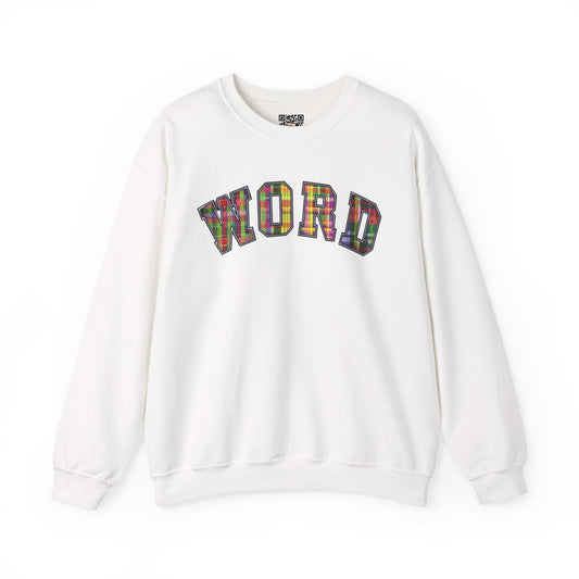 Colorful Word Sweatshirt, Cozy Graphic Pullover, Unisex Crewneck, Perfect for Casual Wear, Gift Idea for Friends, Back to School