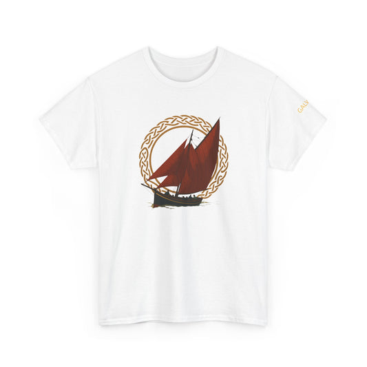 Galway Hooker Nautical T‑Shirt — "Heritage Sails On" Personalized Back & Sleeve Tee