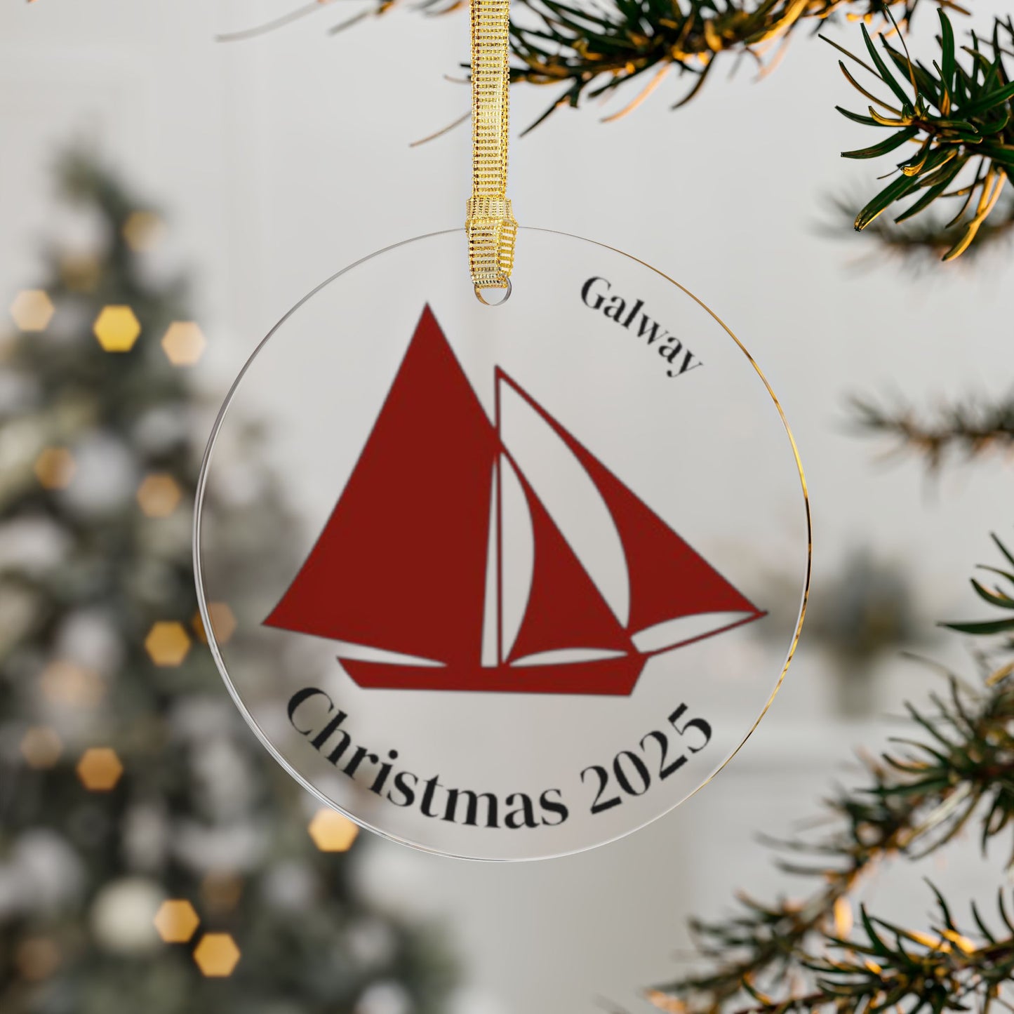 Galway Hooker Acrylic Ornaments for Christmas 2025, Personalized Holiday Decor, Unique Gifts, Nautical Ornament, Sailboat Keepsake