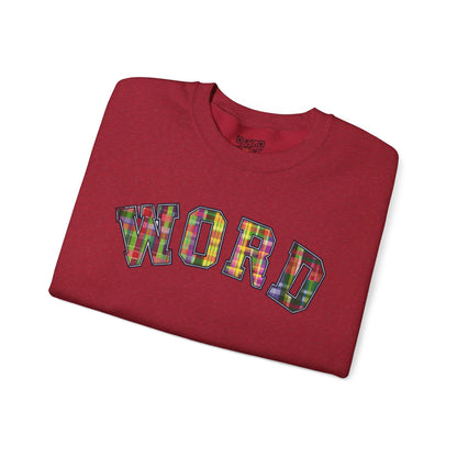 Colorful Word Sweatshirt, Cozy Graphic Pullover, Unisex Crewneck, Perfect for Casual Wear, Gift Idea for Friends, Back to School