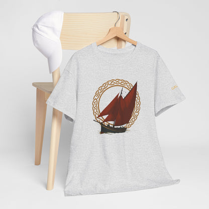 Galway Hooker Nautical T‑Shirt — "Heritage Sails On" Personalized Back & Sleeve Tee