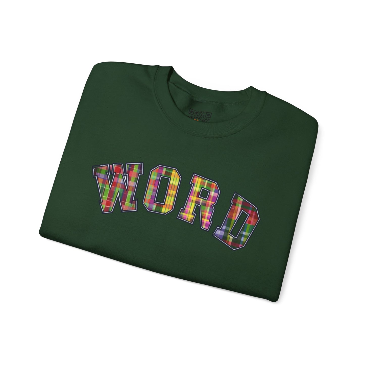 Colorful Word Sweatshirt, Cozy Graphic Pullover, Unisex Crewneck, Perfect for Casual Wear, Gift Idea for Friends, Back to School