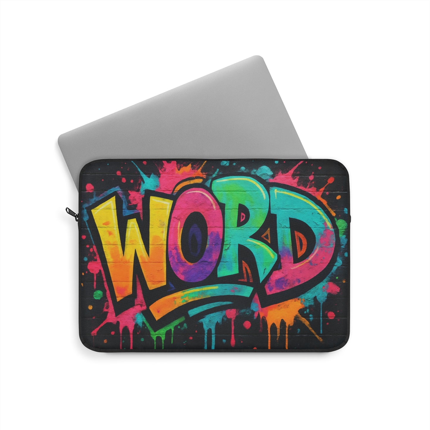 Personalize 'Word' Graffiti 90s Slang Laptop Sleeve — Funny Computer Keys Tech Accessory