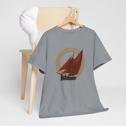 Galway Hooker Nautical T‑Shirt — "Heritage Sails On" Personalized Back & Sleeve Tee