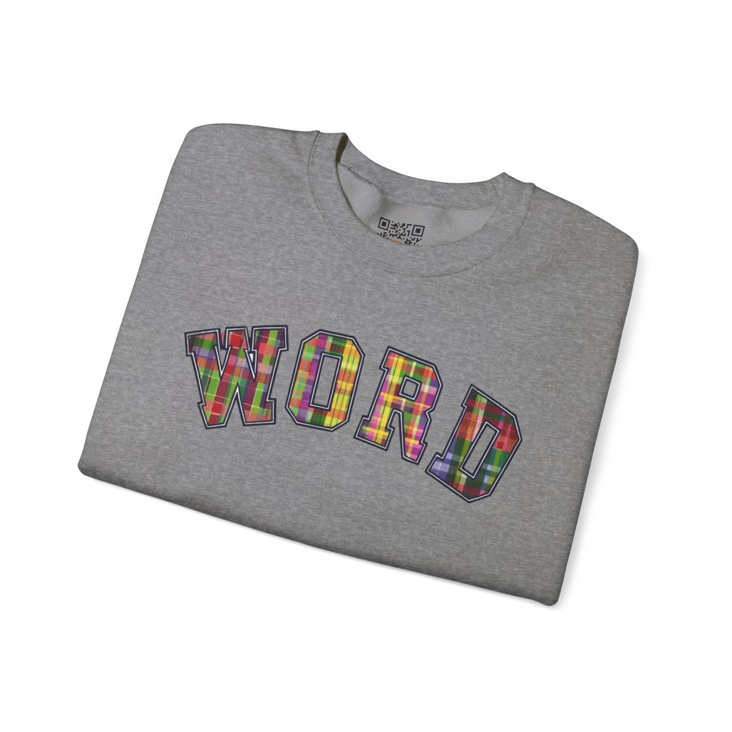 Colorful Word Sweatshirt, Cozy Graphic Pullover, Unisex Crewneck, Perfect for Casual Wear, Gift Idea for Friends, Back to School