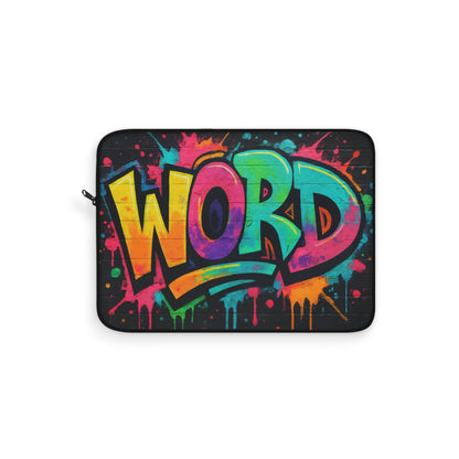 Personalize 'Word' Graffiti 90s Slang Laptop Sleeve — Funny Computer Keys Tech Accessory