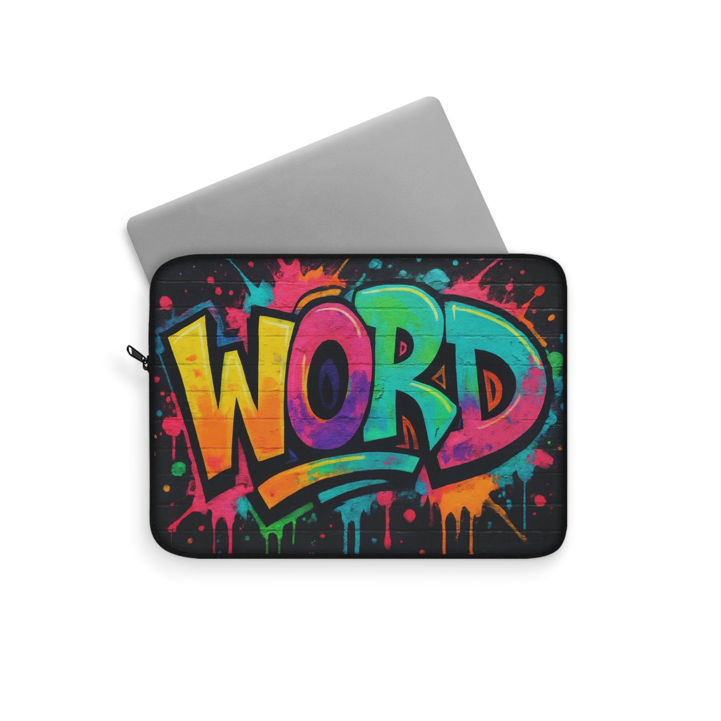 Personalize 'Word' Graffiti 90s Slang Laptop Sleeve — Funny Computer Keys Tech Accessory