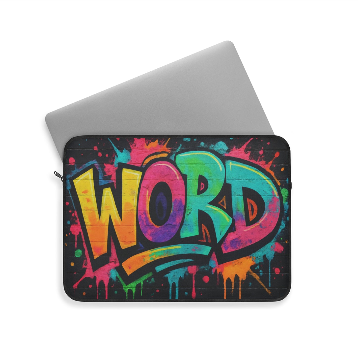 Personalize 'Word' Graffiti 90s Slang Laptop Sleeve — Funny Computer Keys Tech Accessory