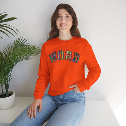 Colorful Word Sweatshirt, Cozy Graphic Pullover, Unisex Crewneck, Perfect for Casual Wear, Gift Idea for Friends, Back to School