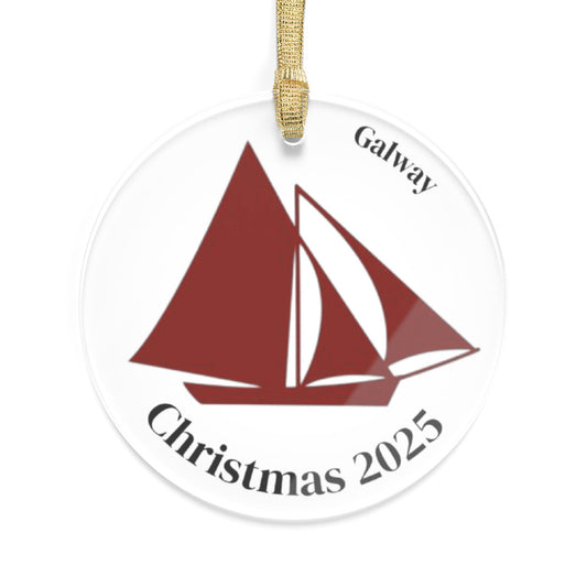 Galway Hooker Acrylic Ornaments for Christmas 2025, Personalized Holiday Decor, Unique Gifts, Nautical Ornament, Sailboat Keepsake
