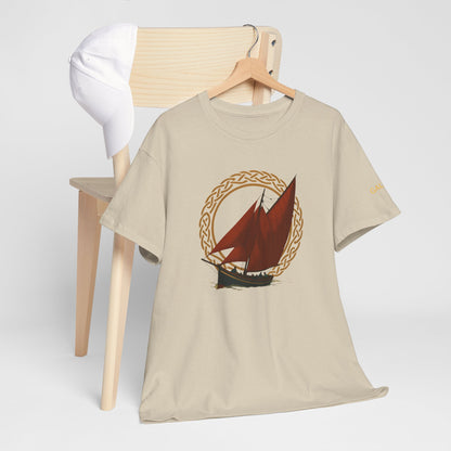 Galway Hooker Nautical T‑Shirt — "Heritage Sails On" Personalized Back & Sleeve Tee