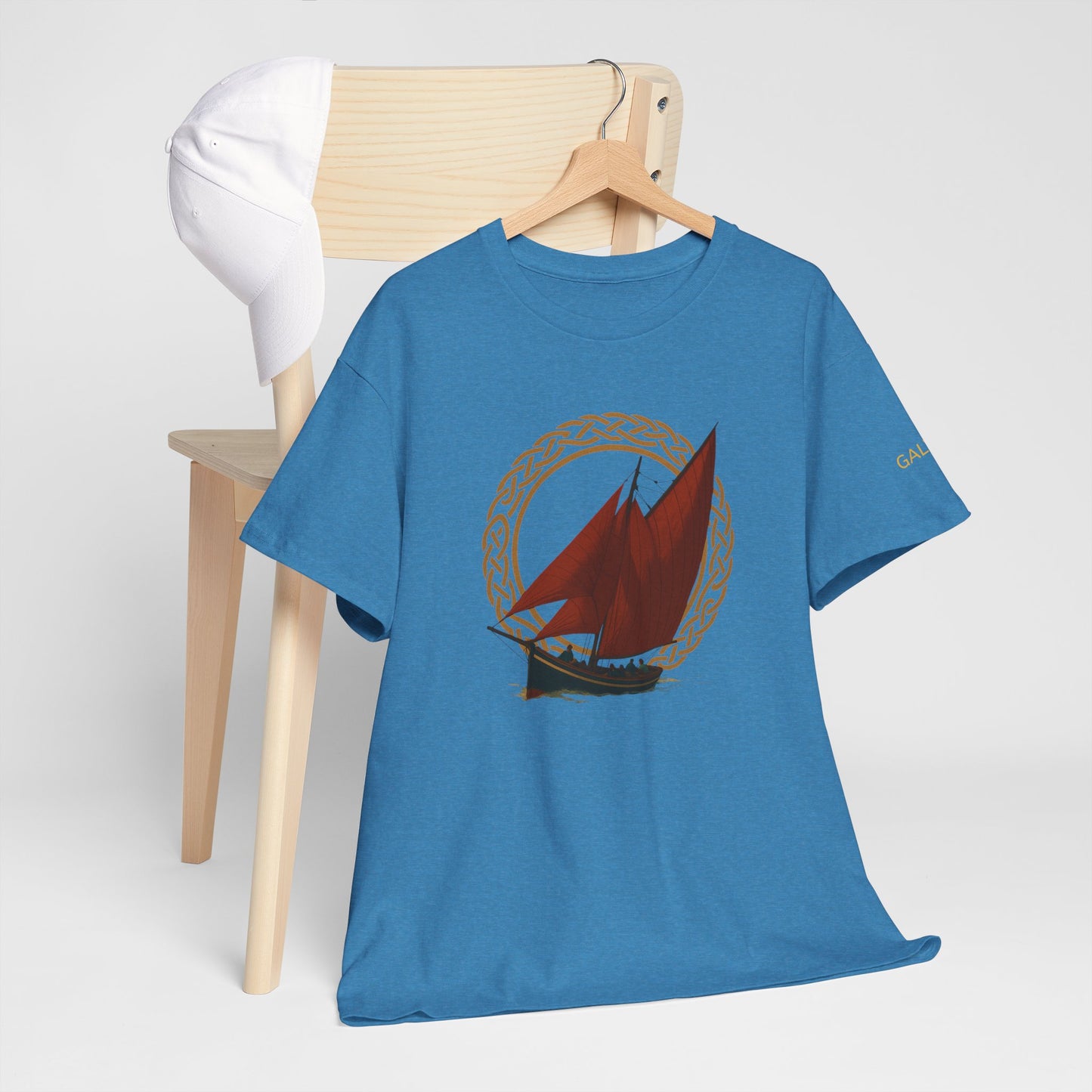 Galway Hooker Nautical T‑Shirt — "Heritage Sails On" Personalized Back & Sleeve Tee