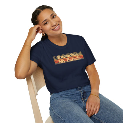Parenting My Parents Retro T-Shirt — Personalize the Back (Caregiver Tee)