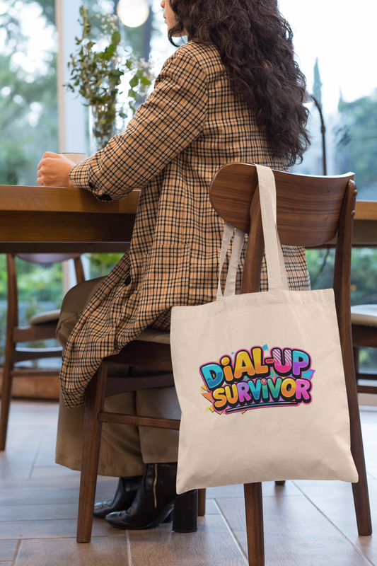 Canvas Tote Bag for Dial-Up Survivors - Vintage Tech Nostalgia