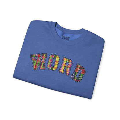 Colorful Word Sweatshirt, Cozy Graphic Pullover, Unisex Crewneck, Perfect for Casual Wear, Gift Idea for Friends, Back to School