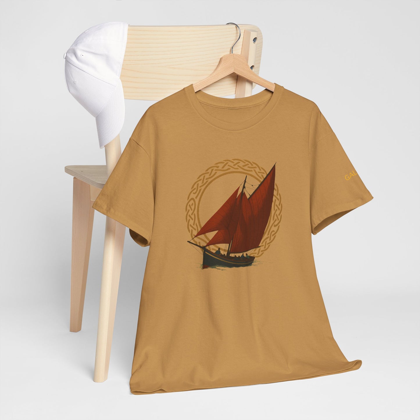 Galway Hooker Nautical T‑Shirt — "Heritage Sails On" Personalized Back & Sleeve Tee