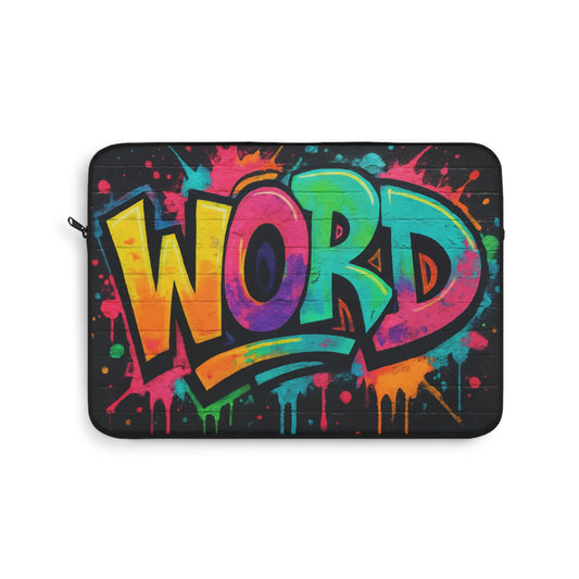 Personalize 'Word' Graffiti 90s Slang Laptop Sleeve — Funny Computer Keys Tech Accessory