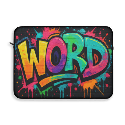Personalize 'Word' Graffiti 90s Slang Laptop Sleeve — Funny Computer Keys Tech Accessory